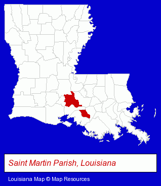 Louisiana map, showing the general location of Blanchard Equipment SVC Techs