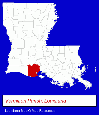 Louisiana map, showing the general location of Island Operating Co Inc