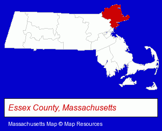 Massachusetts map, showing the general location of Murphy Construction