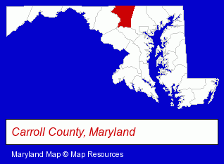 Maryland map, showing the general location of Hughes Trash Removal