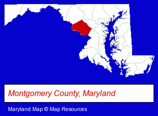 Maryland map, showing the general location of Colesville Floral Designs Inc