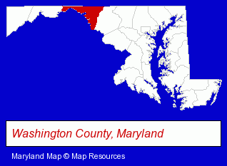 Maryland map, showing the general location of Scrivener Virginia