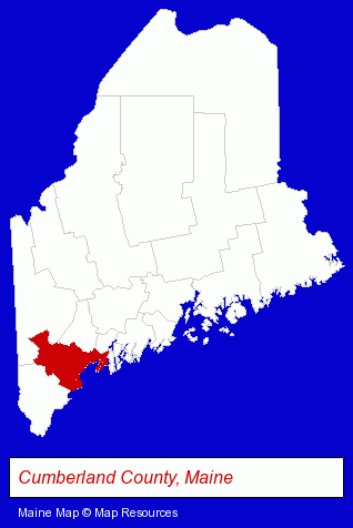 Maine map, showing the general location of Camp Newfound & Owatonna