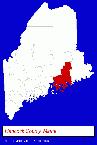 Maine map, showing the general location of Acadia Outdoors