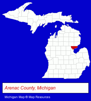 Michigan map, showing the general location of Bopp-Busch MFG