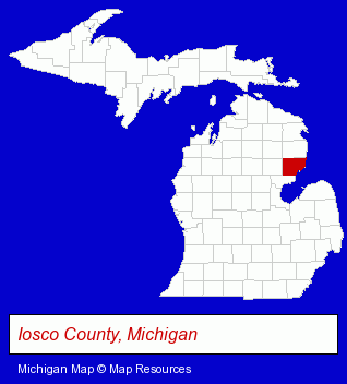 Michigan map, showing the general location of Tawas Plating Company