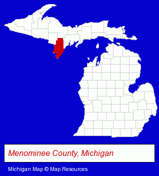 Menominee County, Michigan locator map