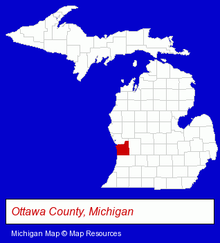 Michigan map, showing the general location of WW Greenhouses Inc