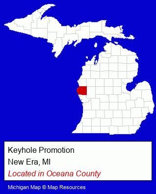 Michigan counties map, showing the general location of Keyhole Promotion