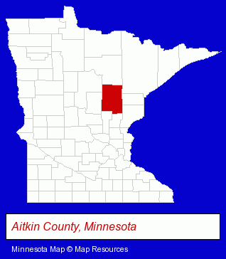 Minnesota map, showing the general location of Heinecke Hugh