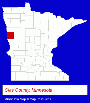 Minnesota map, showing the general location of Moorhead Antique Mall