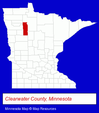 Minnesota map, showing the general location of Itasca Sports Rental