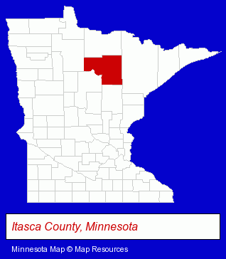 Minnesota map, showing the general location of Itasca Economic DEVL Corporation