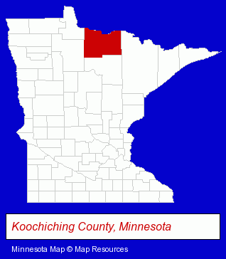 Minnesota map, showing the general location of Northernaire Houseboats-Rainy