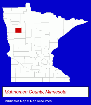 Minnesota map, showing the general location of Wild Rice Electric Cooperative Inc