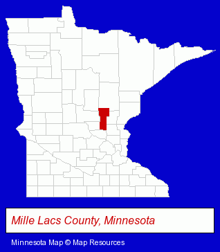 Mille Lacs County, Minnesota locator map