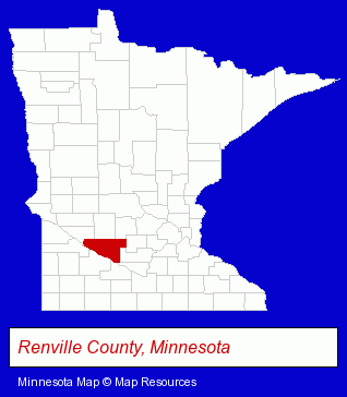Minnesota map, showing the general location of Bird Island-Hawk Creek Mutual Insurance Co.