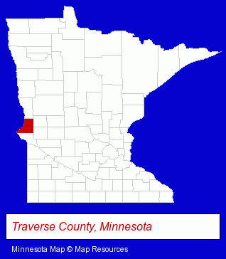 Minnesota map, showing the general location of Traverse Electric Cooperative Inc