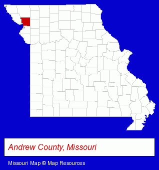 Missouri map, showing the general location of Nodaway Valley Bank