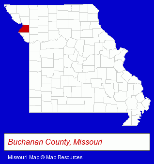 Missouri map, showing the general location of Saint Joseph Area Chamber Of Commerce