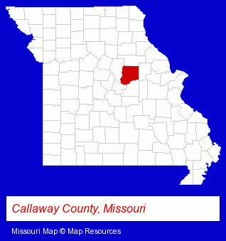 Missouri map, showing the general location of Callaway 2 Water District