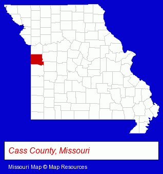 Missouri map, showing the general location of Higgins Building CO