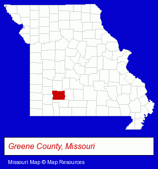 Missouri map, showing the general location of MGM Properties INC