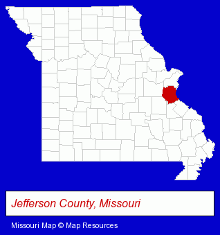 Missouri map, showing the general location of Midwest Homes