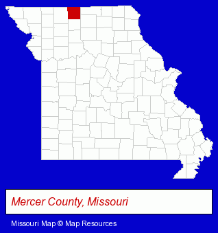 Missouri map, showing the general location of North Mercer R-III School District