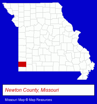 Missouri map, showing the general location of Neosho Area Chamber Of Commerce