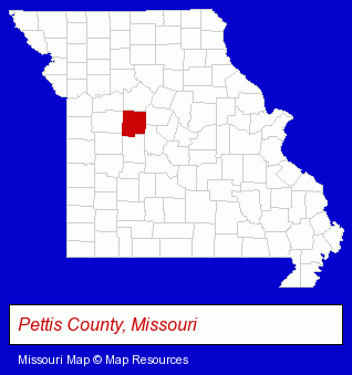 Missouri map, showing the general location of Sedalia Water Department