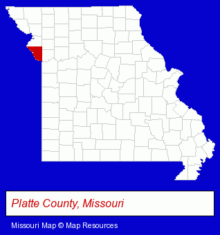 Missouri map, showing the general location of Shinn Fu