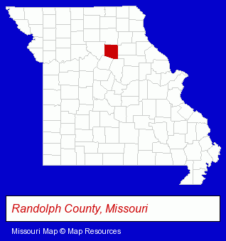 Missouri map, showing the general location of Moberly Antique Mall