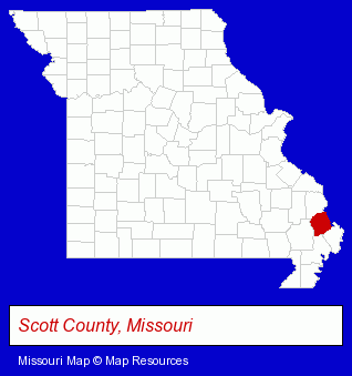 Missouri map, showing the general location of Eftink Construction Co