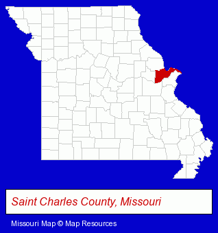 Missouri map, showing the general location of James Chiropractic