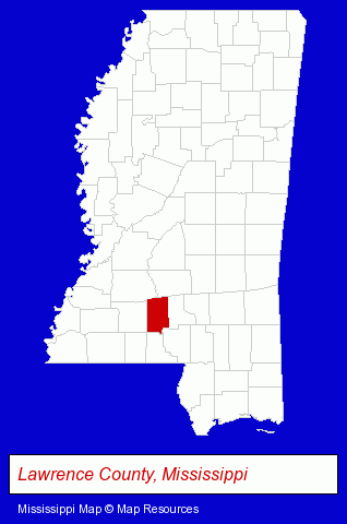 Mississippi map, showing the general location of Ferguson Federal Credit Union
