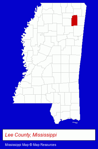 Mississippi map, showing the general location of Lakeview Baptist Church