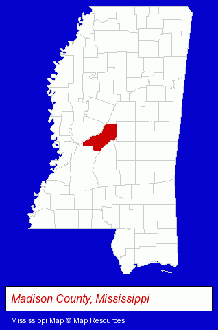 Mississippi map, showing the general location of Mostly Martha's Floral Designs