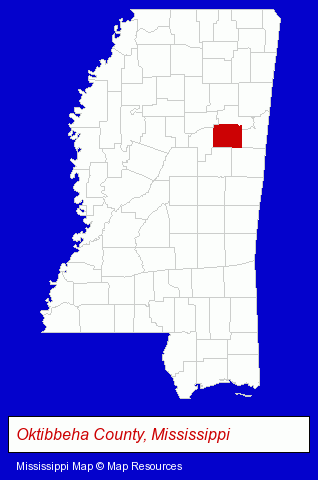 Oktibbeha County, Mississippi locator map