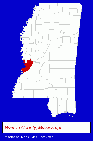 Mississippi map, showing the general location of Ivy Place