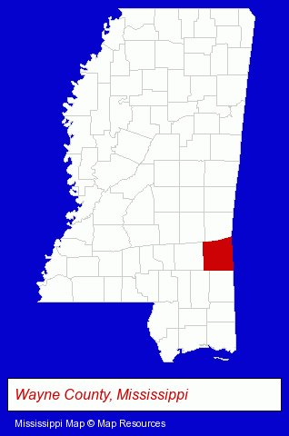 Mississippi map, showing the general location of Hood Industries