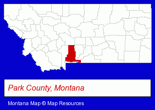 Montana map, showing the general location of Montana Whitewater