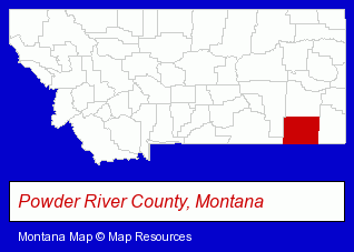 Montana map, showing the general location of Powder River County District High