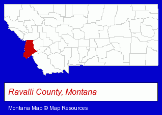 Montana map, showing the general location of Bitterroot Aquatic Center