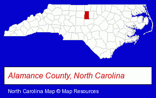 North Carolina map, showing the general location of Graham Furniture Mart Inc