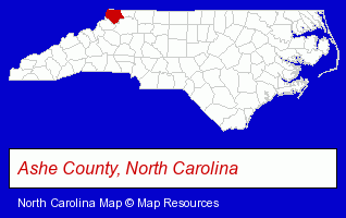 North Carolina map, showing the general location of Shatley Paving