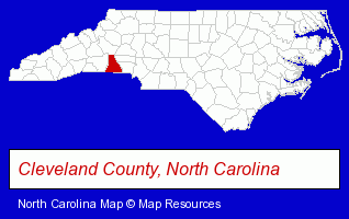 North Carolina map, showing the general location of Pleasant City Wood Fired Grille