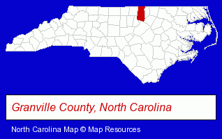 North Carolina map, showing the general location of DR Robert Currin O.d.