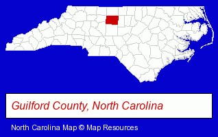 North Carolina map, showing the general location of Rush IND Inc