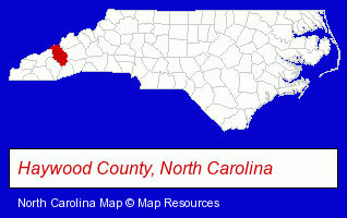 North Carolina map, showing the general location of Smokey Mountain Log & Timber